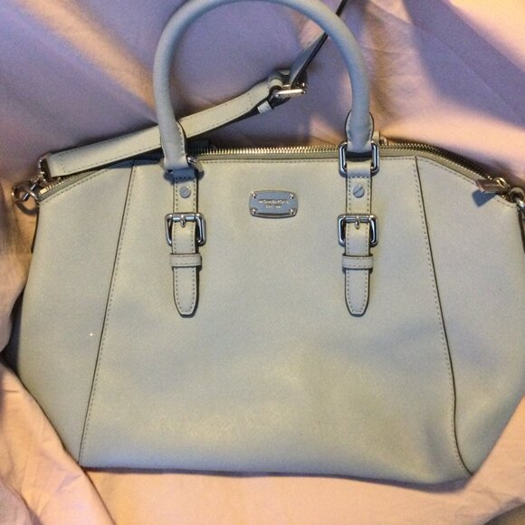 Michael Kors Light Blue Large Leather Satchel/Shoulder Bag Very Nice - Picture 2 of 6